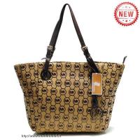 michael kors jet set monogram signature medium bruinen bakken Tasjes Online x9r58289